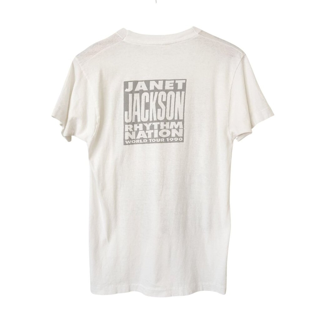 RARE Janet Jackson Rhythm Nation 1990 World Tour Vintage Tee Screen Stars Band - Picture 3 of 13